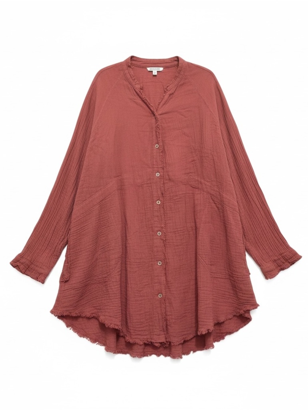 Arula Gauze Button-Up Top Rust